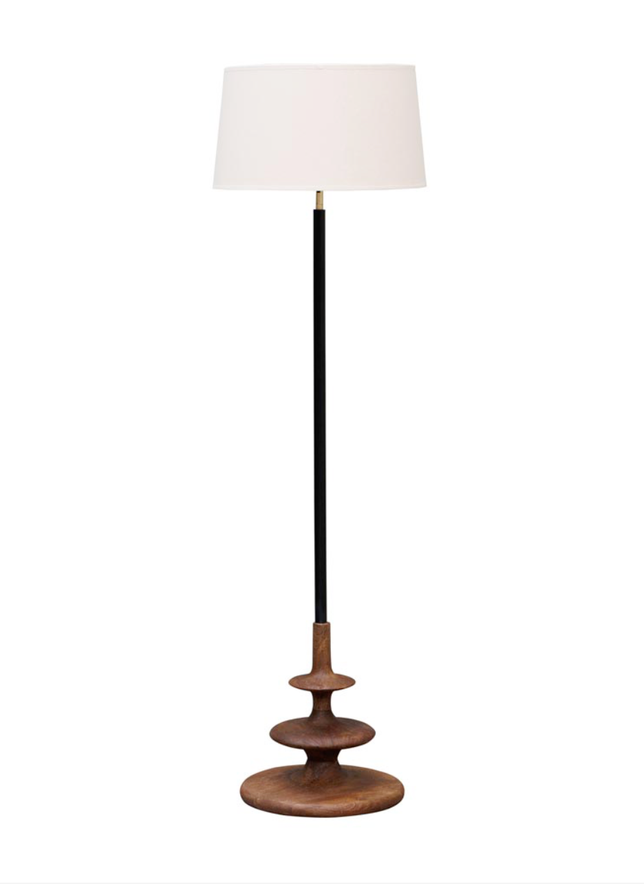 Lámpara de pie con base de madera