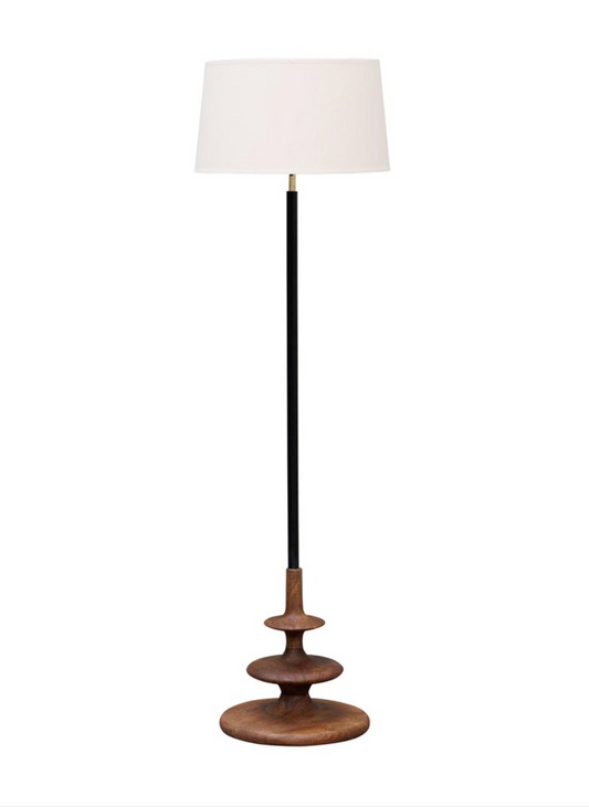 Lámpara de pie con base de madera