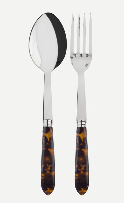 2 sets de cubiertos de servir mango tortuga