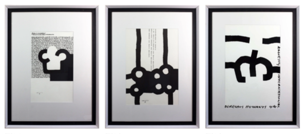 Conjunto de 3 cuadros carteles Chillida 2016 82×107