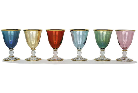 Juego de 6ud de Copas de Vino italianas de colores de Pía Rubio