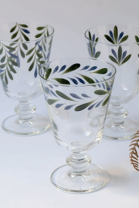 Juego doce vasos pintados a mano LOS VASOS DE AGUA CLARA