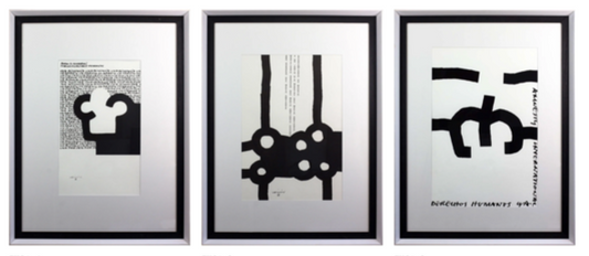 Conjunto de 3 cuadros carteles Chillida 2016 82×107